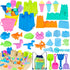 REZUCREY Beach Toys for Kids Toddlers, Sand Castle Toys with 4 Sand Bucket