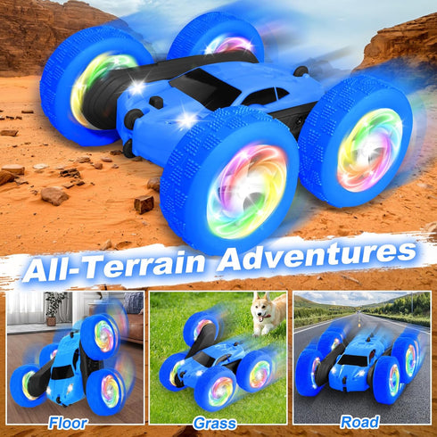 6-12, 4WD 5 6 7 8 9 10+ Remote Control Car, Outdoor Toys RC Cars for Kids Ages Double Sided Stunt Vehicle with Upgraded