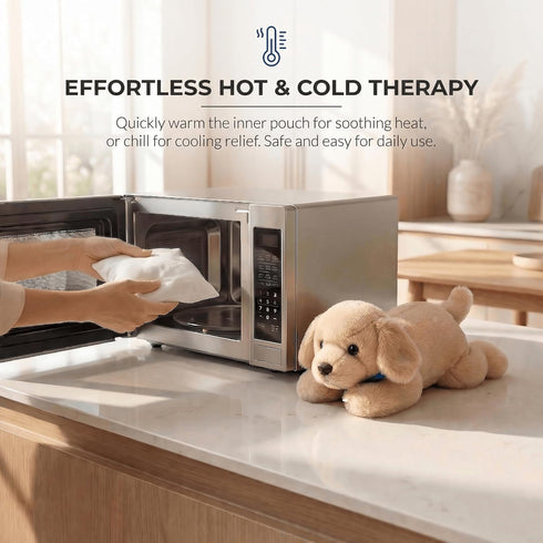 1.7lb 16" Heating Pad Stuffed Animal, Microwavable Dog Plush for Cramps & Anxiety Relief, Golden Retriever Weighted