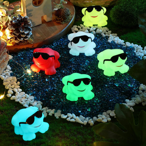 24 Pack Halloscume Glow in The Dark Rubber Frog Toys for Kids, Floating Squeaky Bath Toys Bulk, Cute Mini Rubber Frogs