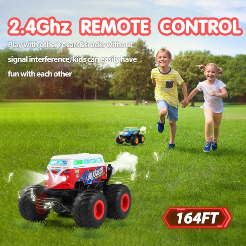 2.4Ghz 3 360 DYODYORC Remote Control Car, RC Monster Truck Toys, All Terrain RC Truck with Spray, Music, Lighting