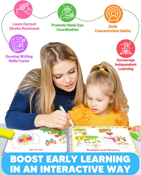 3-5, 3 4 5 Preschool Learning Activities Kindergarten Workbooks, Toddler Busy Book Handwriting Practice, Coloring