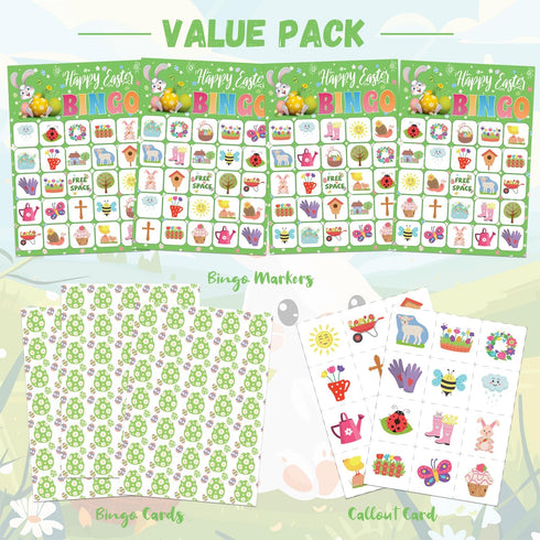CheerChamp 24-Player Easter Bingo Game for Kids, Ultimate Party Card Game for Classroom, School & Family Activities