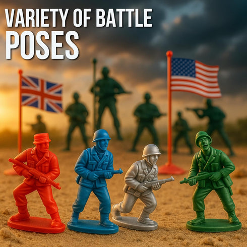 Playset Set (200 Liberty Imports Army Men Toy Soldiers Bucket WWII Action Figures with Military Vehicles, Accessories
