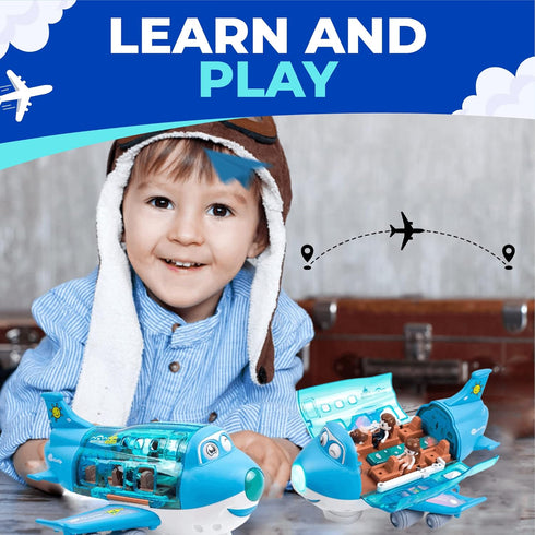 3-12 Toysery Airplane Toys for Kids, Bump and Go Action, Toddler Toy Plane with LED Flashing Lights and Sounds for Boys
