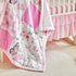 Set 3 Set Patchwork Crib Bedding Butterfly Plaid Floral Design Pieces Baby Girl Cute Quilted Comforter with Fitted