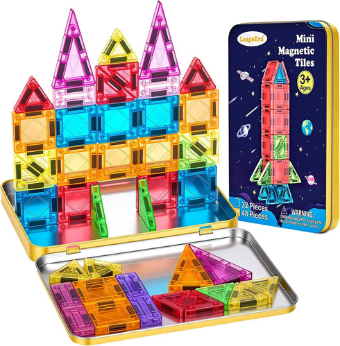 LeagoEra Magnetic Tiles Magnetic Blocks Building Toy: Portable Mini Magnetic Tiles Travel Set