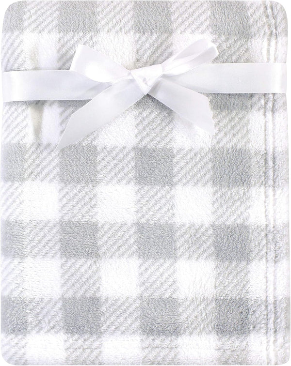 Luvable Friends Unisex Baby Coral Fleece Blanket, Gray Plaid, One Size by Luvable Friends