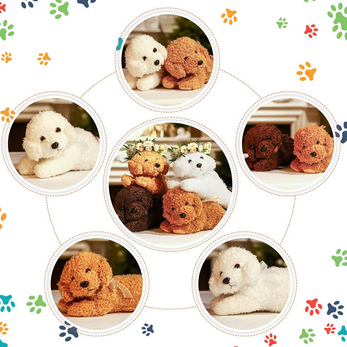 4 Pieces Dog Stuffed Animal 11 Inch Puppy Plush Toy, Valentine's Day Soft Plush Animals, 4 Colors