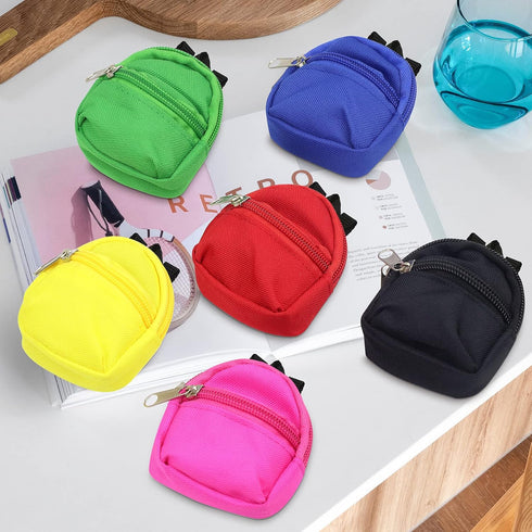 UNICORN ELEMENT 6pcs Mini Zipper Doll Backpacks, Cute School Bags for Doll Accessories