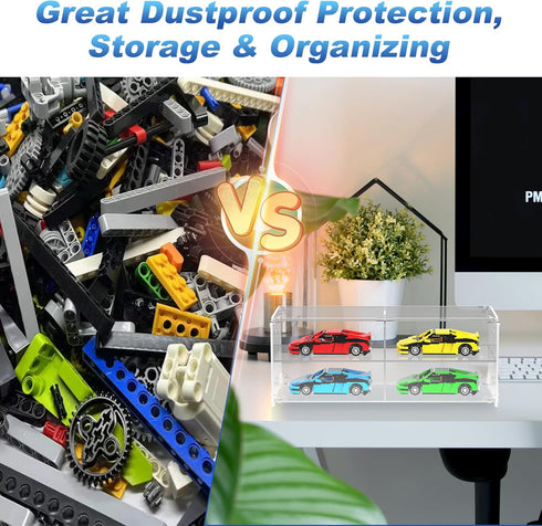Beautyflier Acrylic Display Case for Lego Racing Sports Car Toy, 2-Layer Display Box for Collectibles Dustproof Showcase