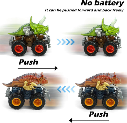 Oriate Dinosaur Monster Truck Toys for Kids 3-5, Dino Stunt Race Push and Go Car for Outdoor Fun