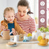 Set 19-Piece 3+ Wooden Tea for Toddlers, Dual-Flavour Pretend Play Tea Party Tray with Wood Cups, Lemon & Mint Tea
