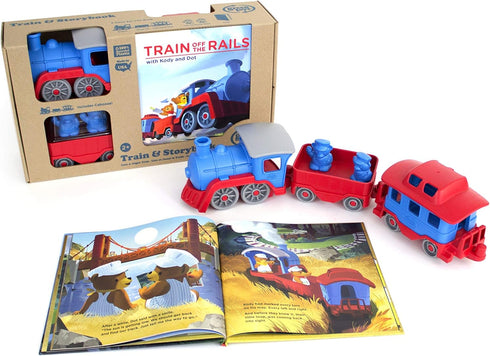 Green Toys Train & Storybook Set - Pretend Play, Motor Skills, Reading,