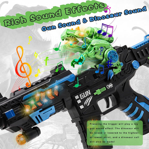 DaoDaoZhu 3 4 5 6 7 Dinosaur Light Up Toy Gun with Sound Effects, Noise-Making Gun Toys for Kids Indoor/Outdoor Play