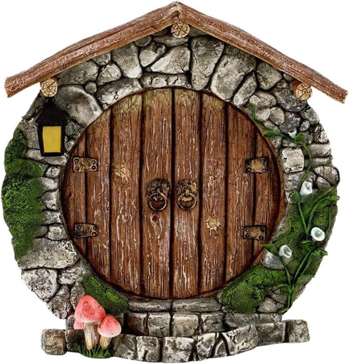Miniature Fairy Garden Doors and Windows for Trees - Outdoor Wooden Statues & Garden Sculptures