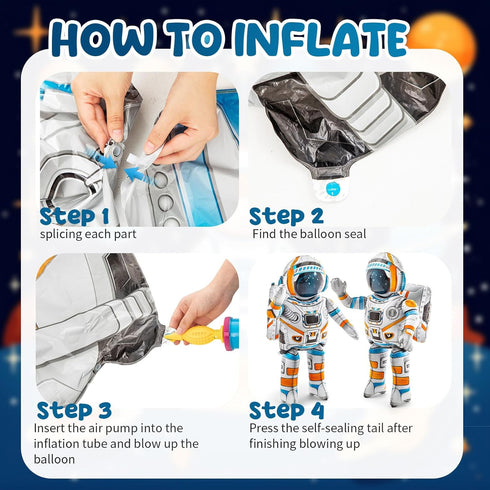 2 53 Inch 4d Jenaai Pcs Standing Inflatable Spaceman Astronaut Balloons, Large Inflatable Astronaut Toys Outer Space