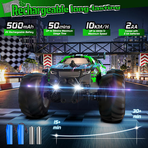 1:20, 10KM/H, 2 2.4GHZ, Remote Control Car, All-Terrain Remote Control Car for Boys, Rechargeable Rc Truck with LED
