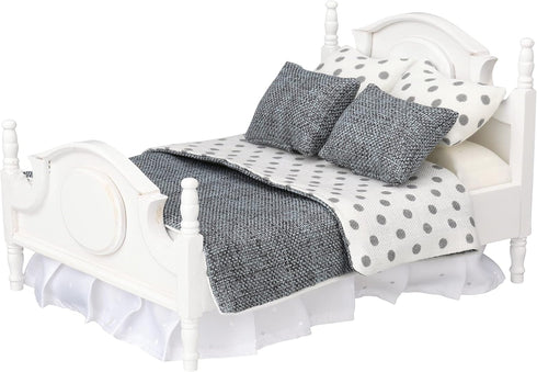 Mini Bed Set Dollhouse Furniture, 1/12 Scale Realistic Bedroom Accessories for 6 Inch Dolls