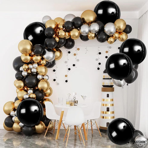KatchOn Large Black Mylar Balloons, 22 Inch, Pack of 6 for Birthday, Anniversary, Halloween Decorations