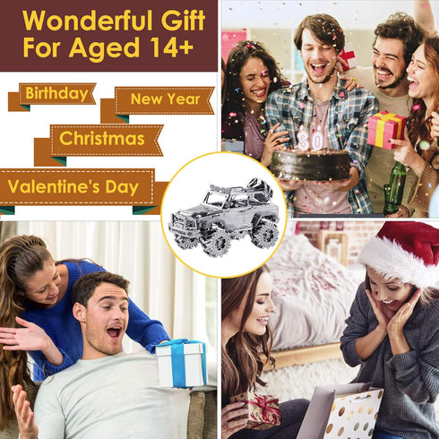Piececool 3D Metal Puzzle SUV Car Model Kits, 157 Pcs Building Kit, Brain Teaser DIY Craft Toys for Teens, Men, Women.
