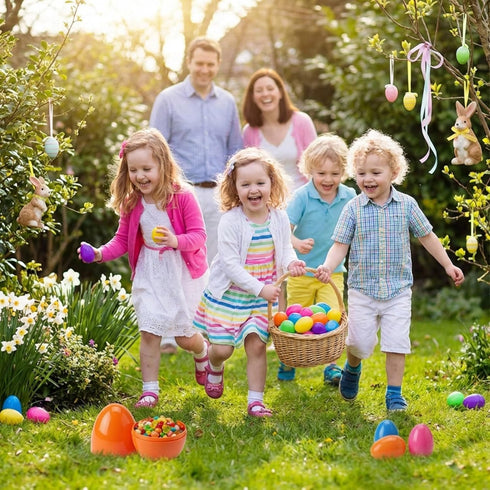 SAILYLENCEY 30 2.36 inch 6 Pieces Premium Plastic Easter Eggs for Easter Basket Stuffers - Fillable & Reusable Easter