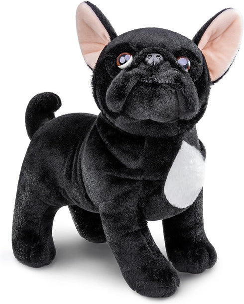 ZHONGXIN MADE Black Bulldog Plush Toy - Realistic 13" Standing Black Bulldog Dog Stuffed