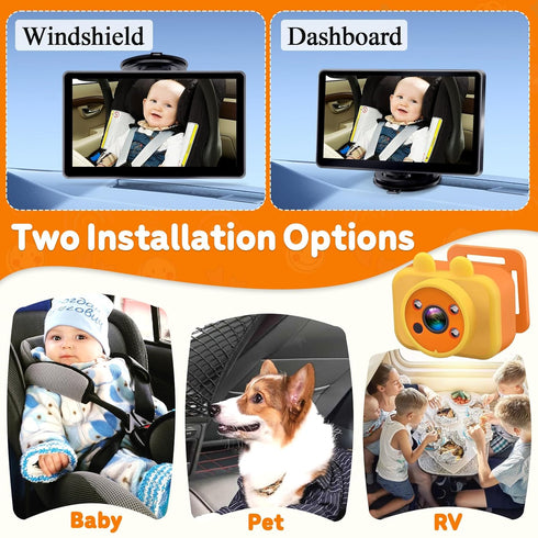 7-Inch 3X 1080P 150 940nm Yakry Baby Car Camera - Zoom Recording Touchscreen HD Easy to Install Wide Angle Rear Facing
