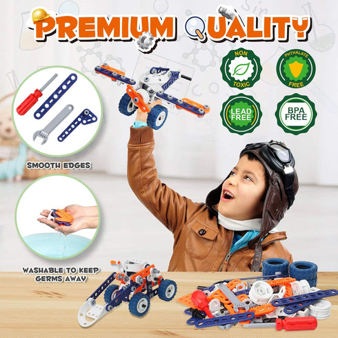 Building Toys for Boys Age 6-12, 152PCS Erector Set, 12 in 1 STEM Engineering Toys for Ages 7-12