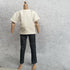 1/6 Custom Scale Clothes - T-Shirt + Jean Trousers for 12" Male Action Figure Doll Clothes (White)