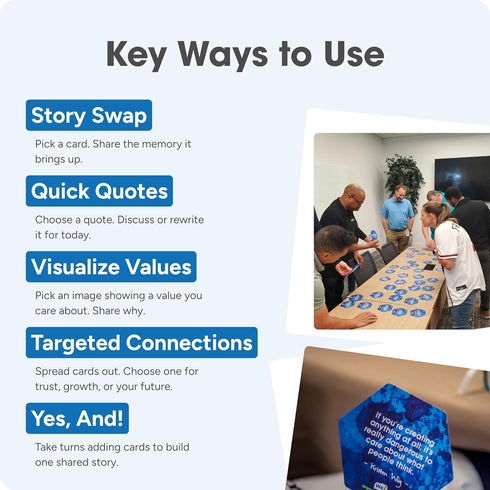 56 We! Engage Cards - Conversation Cards to Build Trust & Connection - Inspiring Pieces with Quotes, Photos