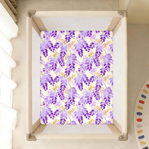 miaozhen 1 Pack 52x28 Cotton Baby Crib Sheets Soft Breathable African Wisteria Lavender Crib Mattress Sheet for Nursery