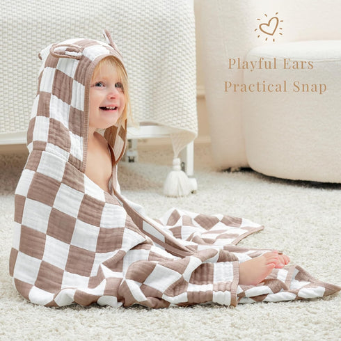 55 28 Inches, Ultra-Soft Muslin Toddler Hooded Towel - x Ideal for Bath & Beach, Suitable for Both Boys & Girls from