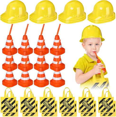 Hillban 36 Pcs Construction Birthday Party Supplies Set Kids Construction Dress up
