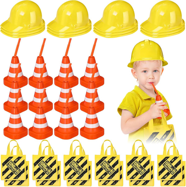 Hillban 36 Pcs Construction Birthday Party Supplies Set Kids Construction Dress up