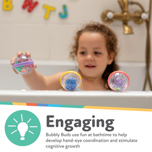 Nuby Bubbly Buds Interactive Bath Set - Baby Bath Toys (4-Pack) - 6+ Months