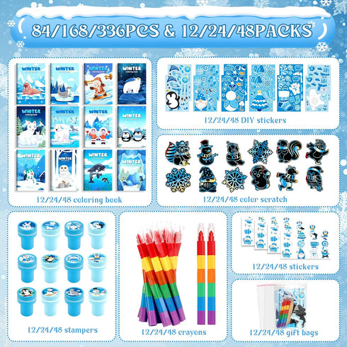 Set Frozen (12Set BenLouis Winter Party Favors Holiday Themed Coloring Book Classroom Gift Prizes Bulk for Students