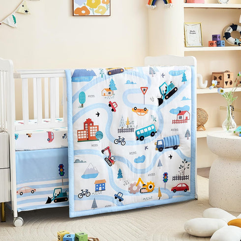 3-Piece Set Set Crib Bedding for Boys Girls - Ultra Soft & Skin Friendly Baby Bedding Includes Crib Comforter, Sheet