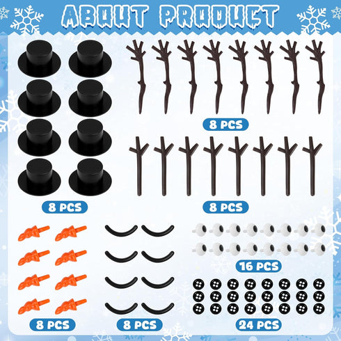 8 Pack Christmas Craft Supplies, DIY Snowman Kit, Build a Snowman Kit Indoor Decoration, Creative Kids Air Dry Clay