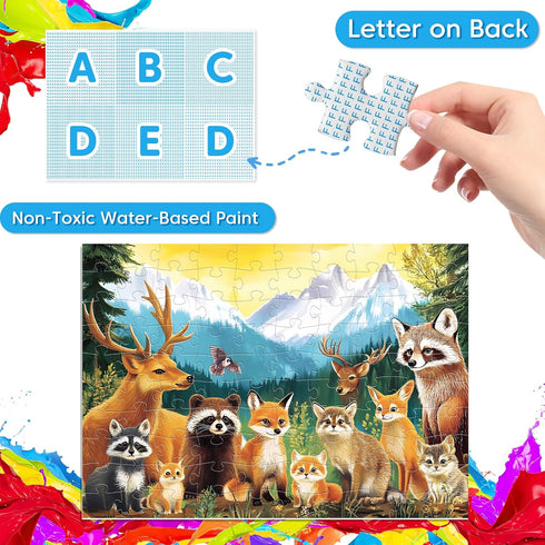 Jeacirio 5-8 100 4-6 4-Pack Kids Puzzles Ages - Wild Animals Puzzles Piece Jigsaw Puzzles for Kids Ages Toddler Puzzle