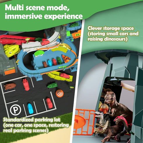 Ponilyer 3-12 Dinosaur Track Toy, Electric Simulated Scenario Car Road, Children's Competition Race Track, Music