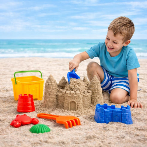 15-Piece Set Liberty Imports Sand Castle Building Kit - Ultimate Beach Toy with Large Bucket, Rake, Shovels, Molds