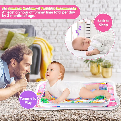 Infinno Premium Baby Water Play Mat, Tummy Time Toy for Infants and Toddlers, Strengthen Muscles, Pink Theme