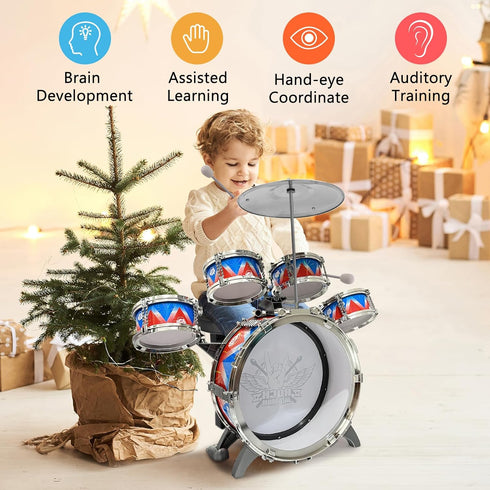Toddlers Drum Set Kids Jazz Drum Kit for 3-5 Years Old, Early Learning Musical Toy Set, Perfect Birthday Gift