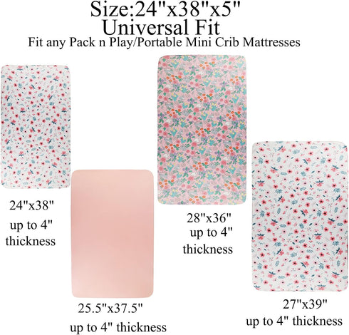 Pack Set 3 Pack,Playard n Play Sheet Stretchy Fitted Portable Mini Crib Sheets Sheets Convertible Playard Mattress