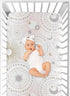 Sweet Jojo Designs Star and Moon Girl Baby Fitted Crib Sheet - Blush Pink Gold and Grey Celestial Sky for Standard