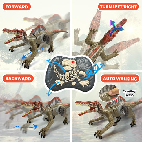 3+ TALGIC- Remote Control Dinosaur Robot - Realistic Walking, Roaring, and Spraying Spinosaurus Toys - Light up