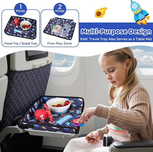 DREAMANIA Airplane Kids Travel Tray for Toddler Car Seat - Toddler Tray for Plane or Train - Travel Essential