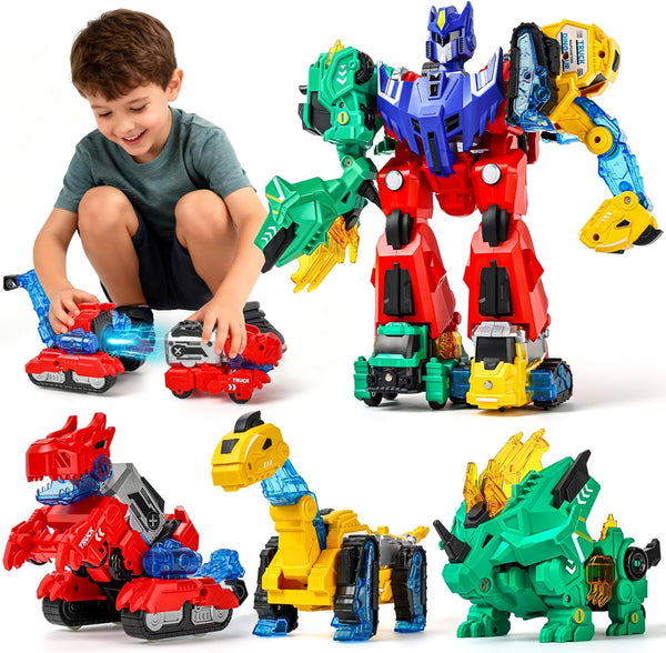 BLF FUN Magnetic Transforming Dinosaur Car Toy for Kids Ages 36, 6-in-1