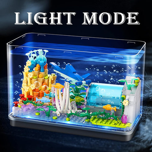 Creative Ideals Fish Tank Building Blocks Toy Sets - Add Water and Charge Light Effects, Best for 6+ Boys, Girls